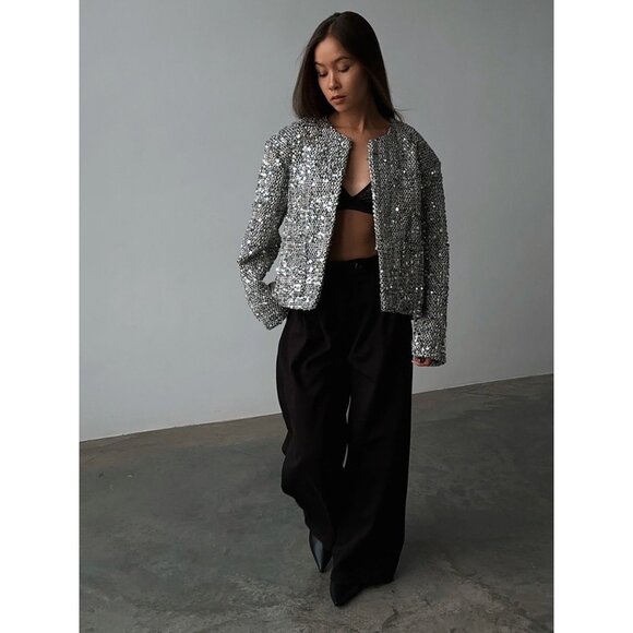 Sténay Beaded Longsleeve Jacket Top Size M - Picture 9 of 11